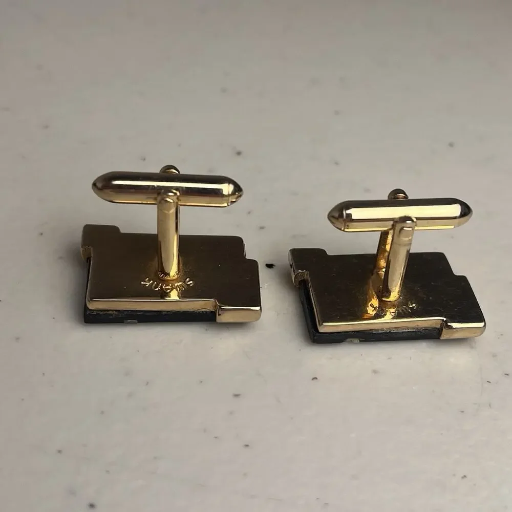 Vintage SWANK Christian Cross Mother of Pearl Inlaid Cuff Links Religious Church